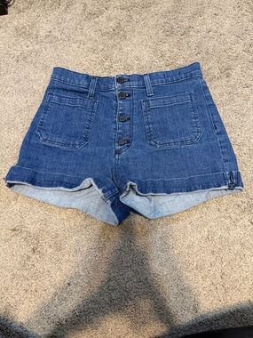J. Crew Dark Blue High-Rise Button Front Denim Shorts
